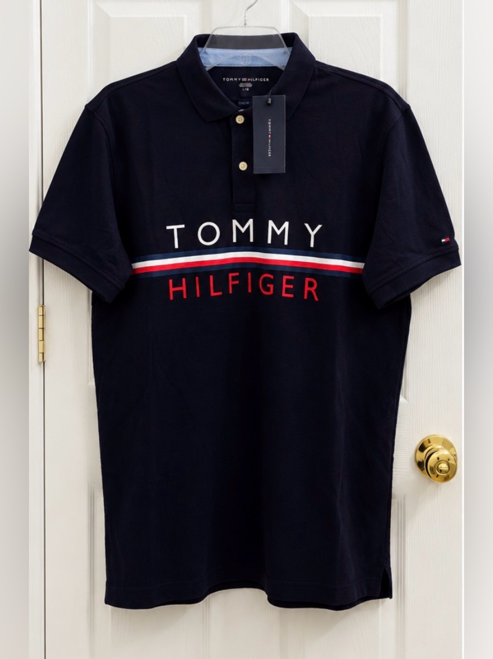 NWT Tommy Hilfiger Logo Polo Shirt Navy Blue Men’s Large